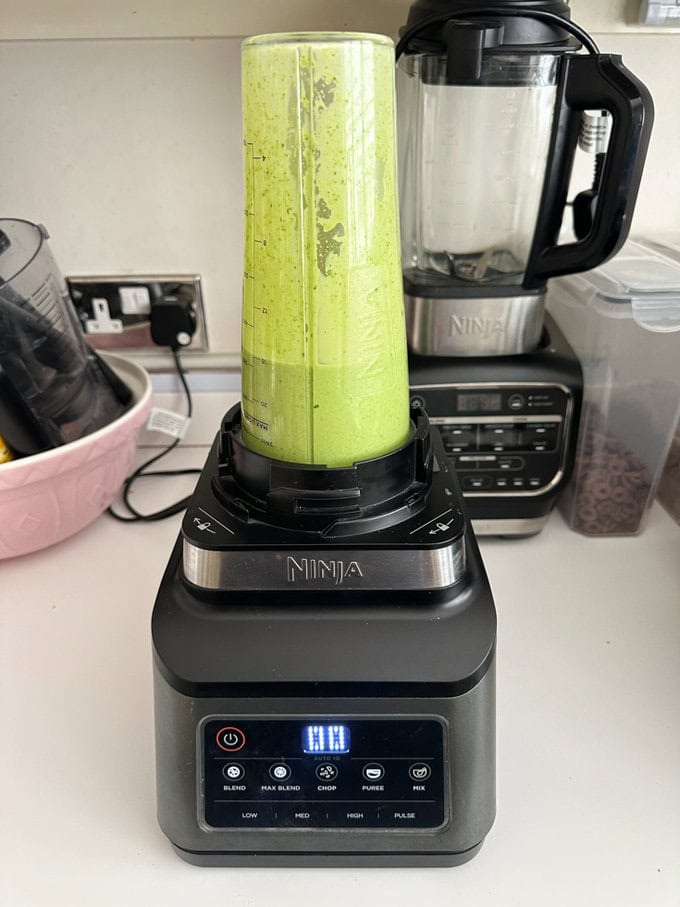 Ingredients added to a blender. 